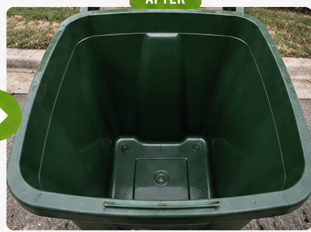 Simulated example of a residential trash bin after professional cleaning