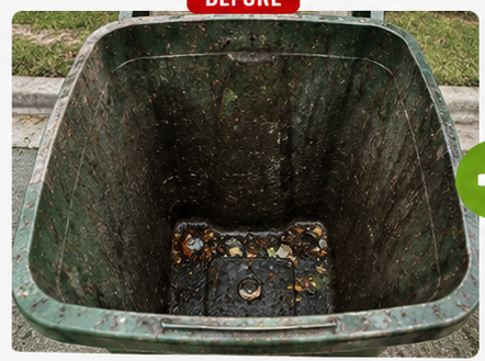 Simulated example of a dirty residential trash bin before professional cleaning